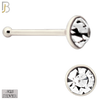 925-PK-NR04S-1C - 2.5mm Clear CZ 22g Thickness 925 Sterling Silver Nose Bones Press Fit, Packages Pack of 120 image 2
