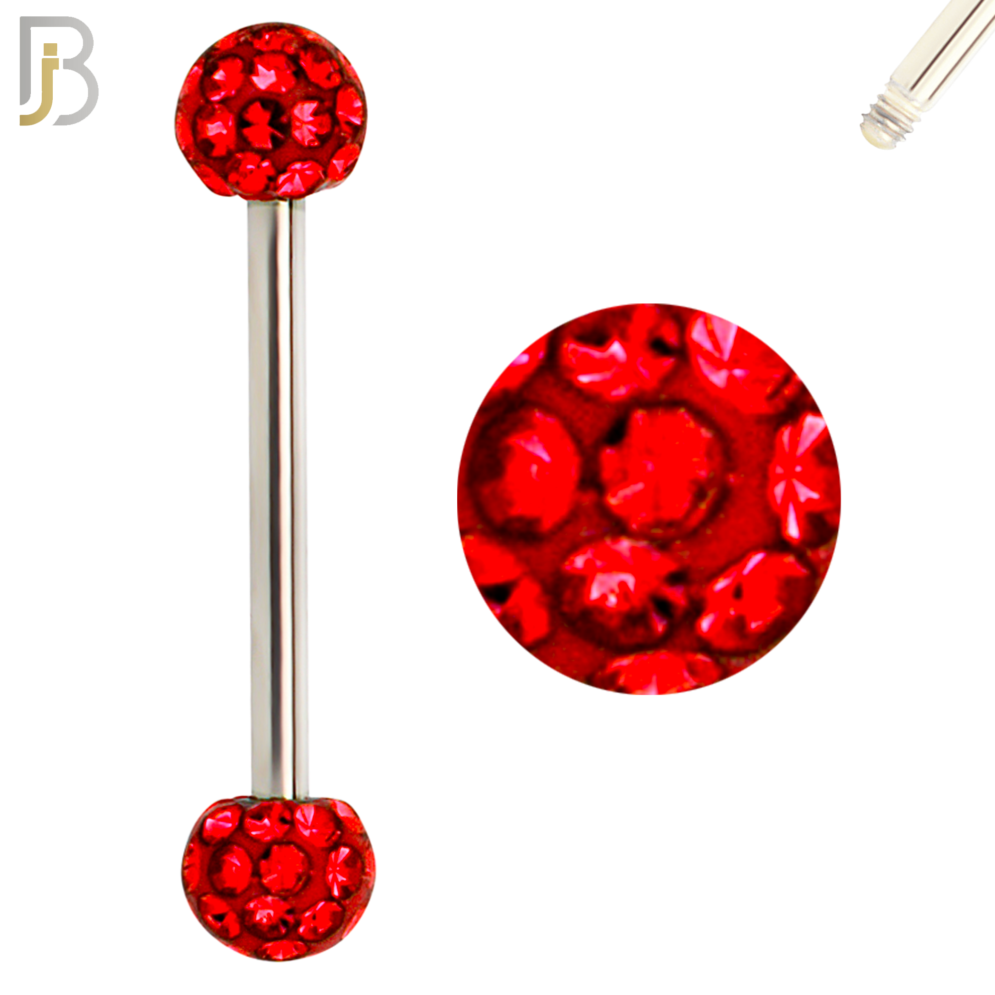 BB68 - 316L Surgical Steel Barbell with  Oil Coated Multi Cubic Zirconia Ball (Pack of 4) image 7