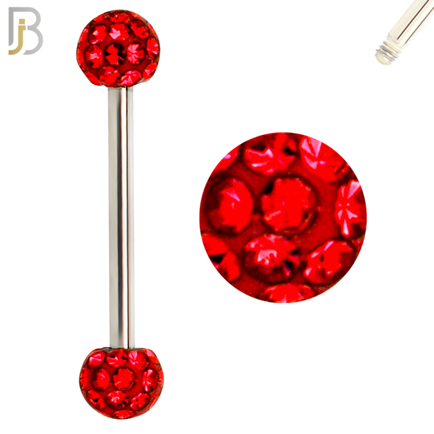 BB68 - 316L Surgical Steel Barbell with  Oil Coated Multi Cubic Zirconia Ball (Pack of 4) image 7