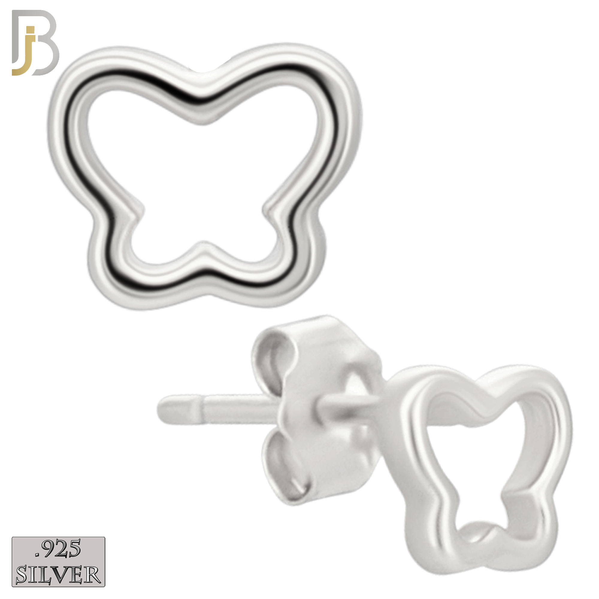 925-ES460 - 925 Sterling Silver Hollow Butterfly Design Earrings (Butterfly Backing) image 1