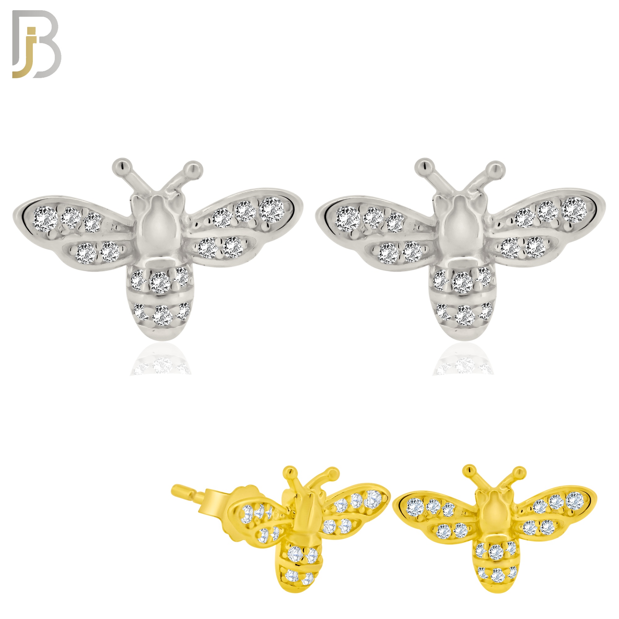 925-ES364 - .925 Sterling Silver Bee Stud Earrings image 0