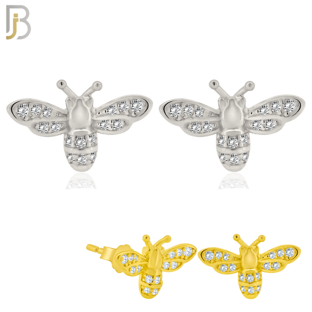 925-ES364 - .925 Sterling Silver Bee Stud Earrings image 0
