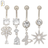 PK-N006 - 316L Surgical Steel Different Designs Dangle Belly Rings - Pack of 16 image 1