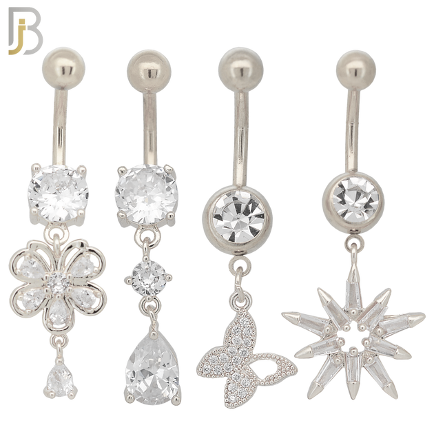 PK-N006 - 316L Surgical Steel Different Designs Dangle Belly Rings - Pack of 16 image 1