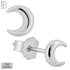 925-ES80 - .925 Sterling Silver 4x4.5mm Moon Design Earring Stud image 1