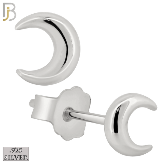925-ES80 - .925 Sterling Silver 4x4.5mm Moon Design Earring Stud image 1