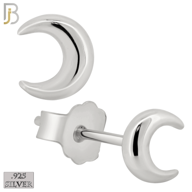 925-ES80 - .925 Sterling Silver 4x4.5mm Moon Design Earring Stud image 1