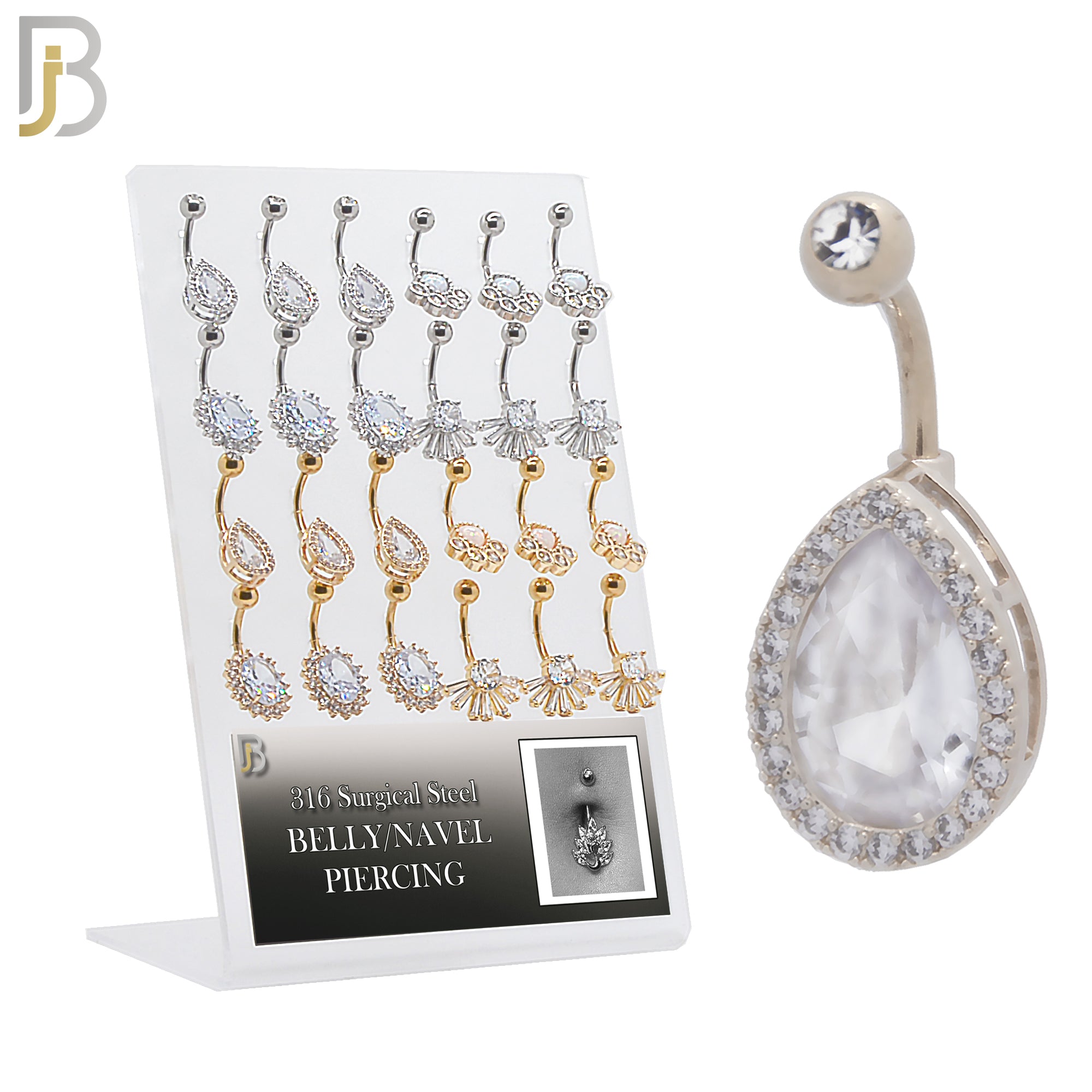 PK-NB33 - 316L Surgical Steel Different Designs Banana Navel 14g 10mm Length Pack of 24 image 0