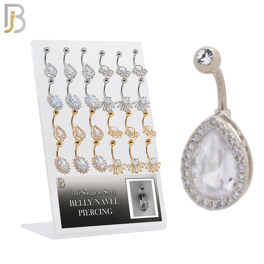 PK-NB33 - 316L Surgical Steel Different Designs Banana Navel 14g 10mm Length Pack of 24 image 0
