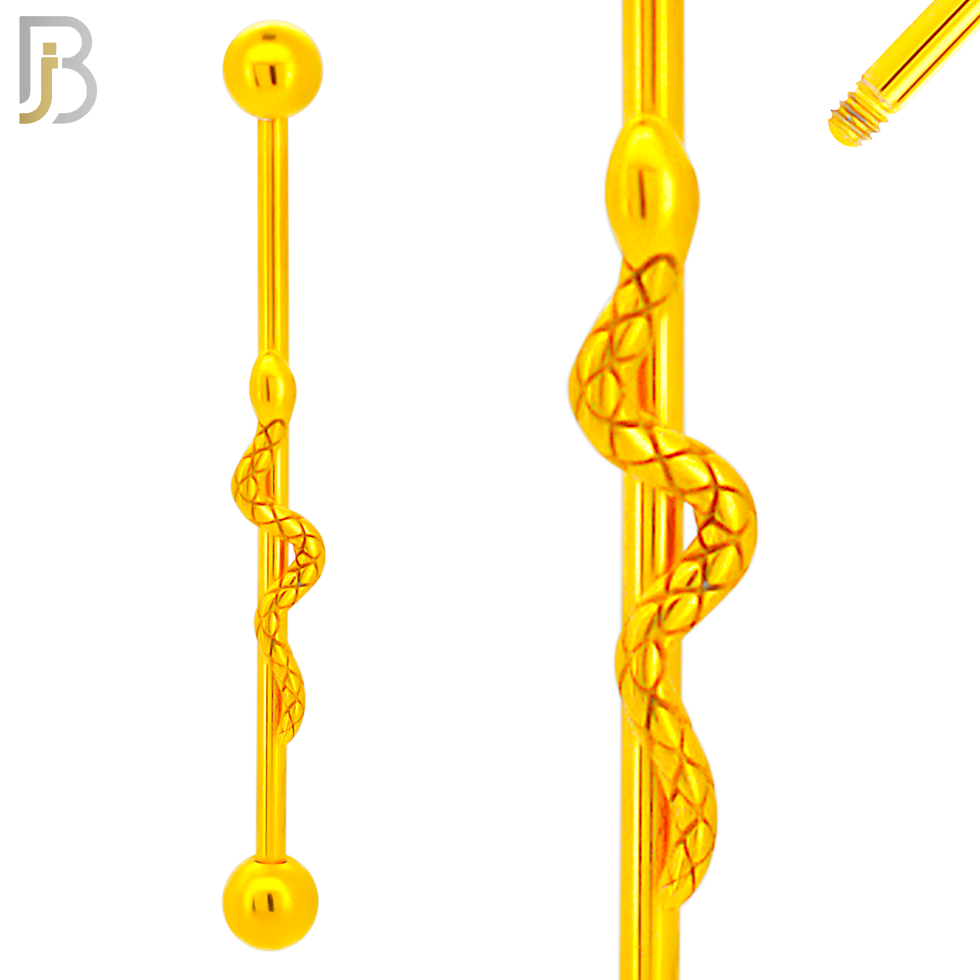 BB73 - 316L Surgical Steel Screw Bar with Snake Design Barbell Industrial (PACK OF 4) image 2