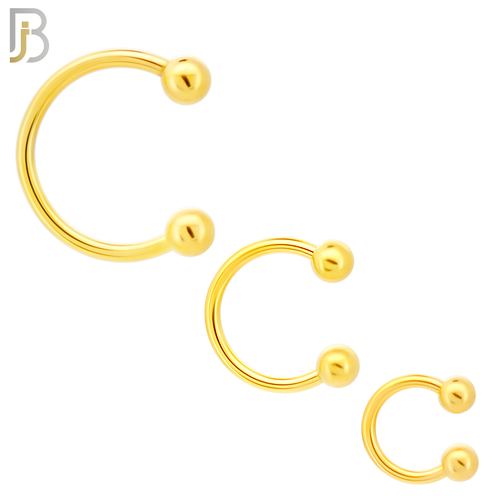 HS01G - 316L Surgical Steel Gold Plated Horseshoe Plain  Screw Ball External Threaded (PACK OF 6) image 0