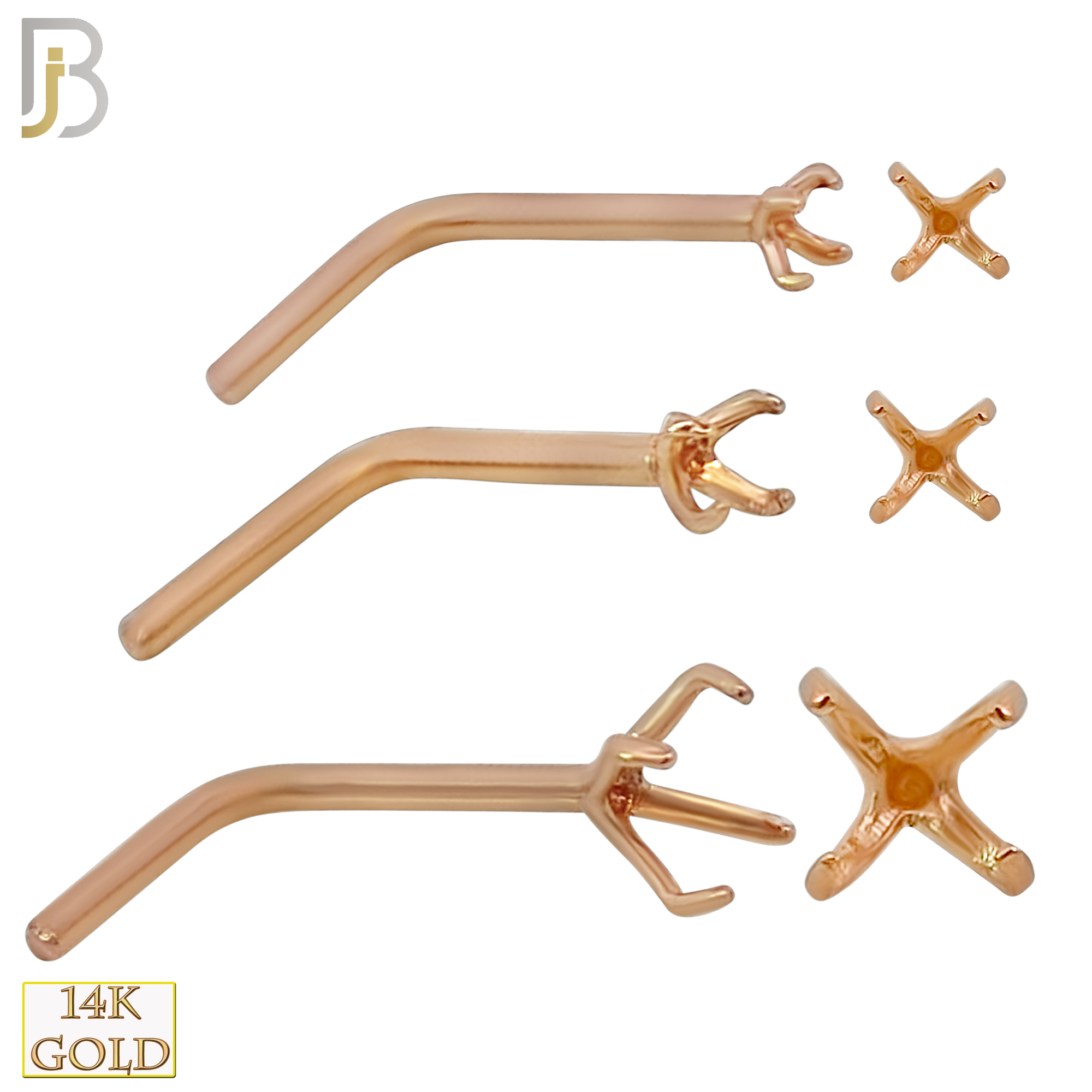 14-NR10R-20 - 20g Thickness 14k Solid Rose Gold Prong Setting L-Shape Mounting Only image 0