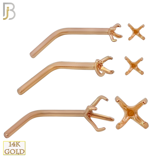 14-NR10R-20 - 20g Thickness 14k Solid Rose Gold Prong Setting L-Shape Mounting Only image 0