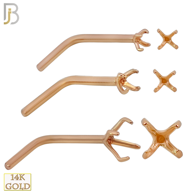 14-NR10R-20 - 20g Thickness 14k Solid Rose Gold Prong Setting L-Shape Mounting Only image 0