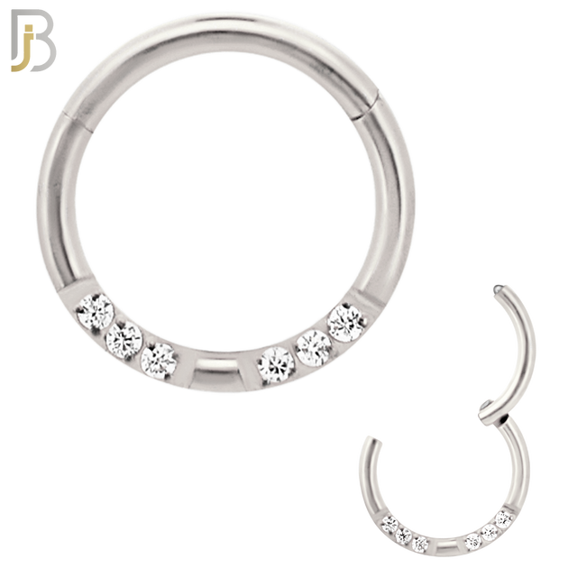 CT126 - 316 Surgical Steel 6 CZ Hinged Hoop (Pack of 6) image 1