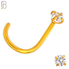 NR03G - 316L Surgical Steel Gold Plated Nose CorkScrew  Prong Set Zircon Round Nose Ring (PACK OF 6) image 2