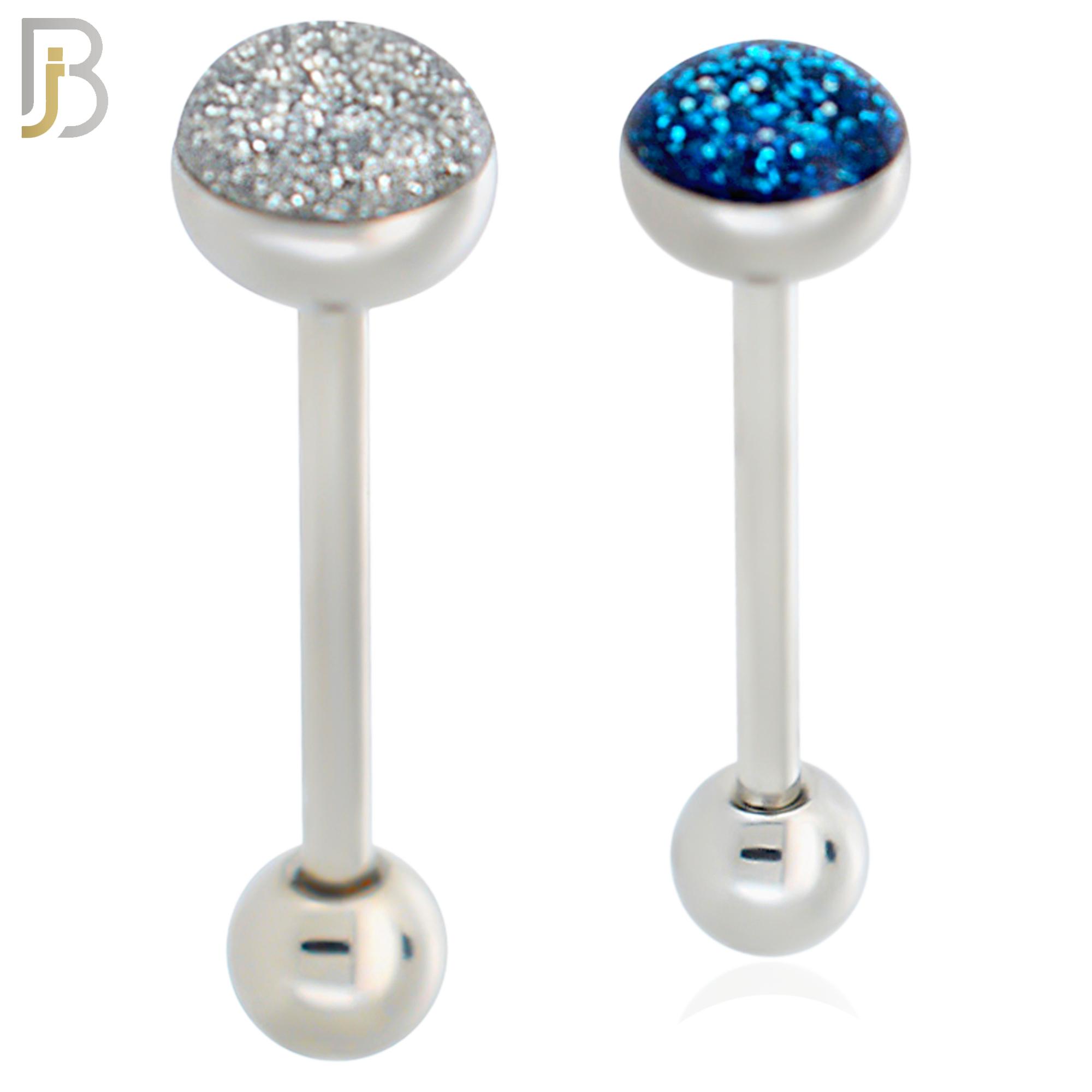 BB06 - 316L Surgical Steel Screw Barbell Glitter Top Mushroom External Threaded (PACK OF 6) image 0