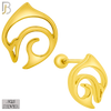 925-ES413 - Screw Ball Back - 925 Sterling Silver Plain Hollow Dolphin Curl Stud Earrings image 1