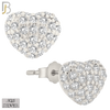 925-ES210 - Push Back - .925 Sterling Silver Heart Stud Earring with Clear Zircon Design image 1