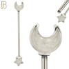 BB42 - 316L Surgical Steel Star and Moon Opalite Design Externally Threaded Industrial Barbell (PACK OF 4) image 1