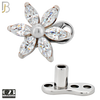 G23-DM22 - G23 Titanium Anchor with Surgical Steel Six Petal Flower Dermal Top image 2