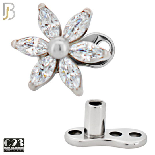 G23-DM22 - G23 Titanium Anchor with Surgical Steel Six Petal Flower Dermal Top image 2