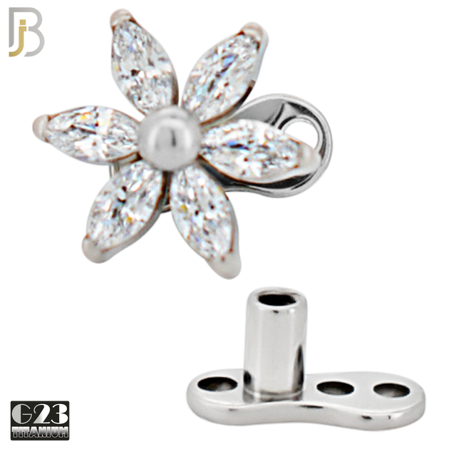 G23-DM22 - G23 Titanium Anchor with Surgical Steel Six Petal Flower Dermal Top image 2