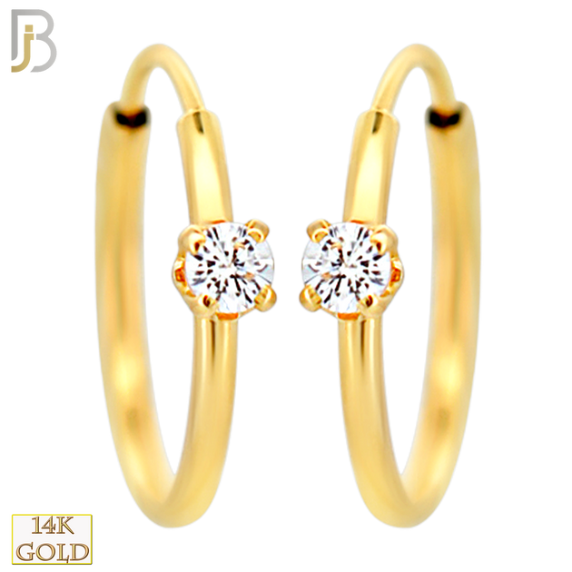 14-ES249YC - 14k Yellow Gold Solitaire Hoop Earrings with 2mm CZ image 0