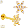 14-LB126 - 14k Yellow Gold Flower with Multi Cubic Zirconia Labret - Yellow Gold image