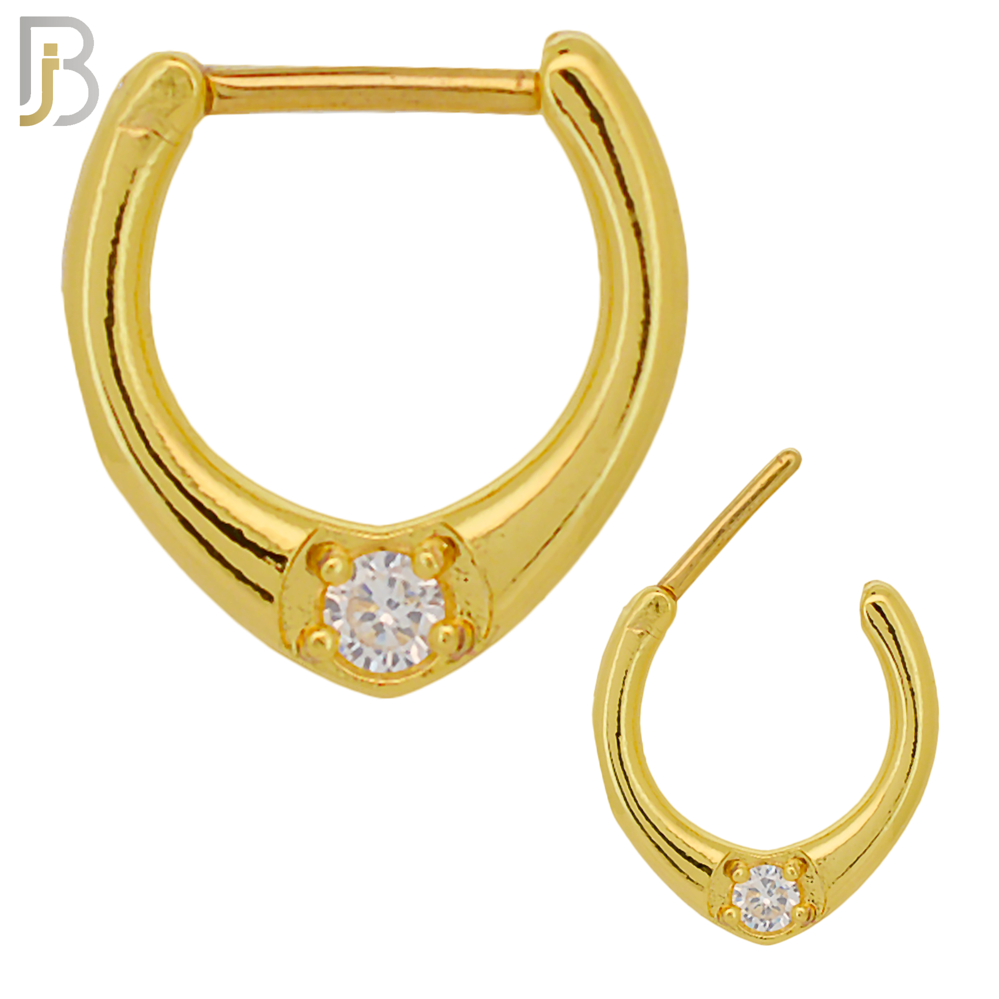 CT67 - 316 Surgical Steel Single Zircon Nose Clicker for Septum Piercing (PACK OF 6) image 1