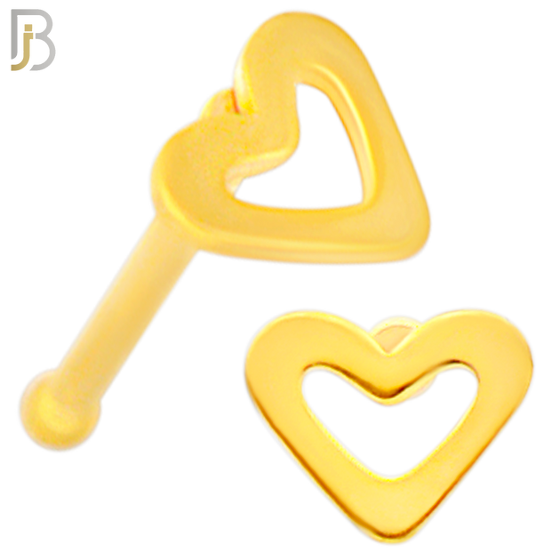 NR37B - 316L Surgical Steel Nose Bone Plain Hollow Heart Design (PACK OF 6) image 2