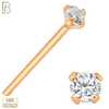 14-NR02CR-22 - 14k Solid Rose Gold 22g Prong Setting  Round Cubic Zircona Nose Stud Bend-it Yourself, Nose Straight  - 2mm image