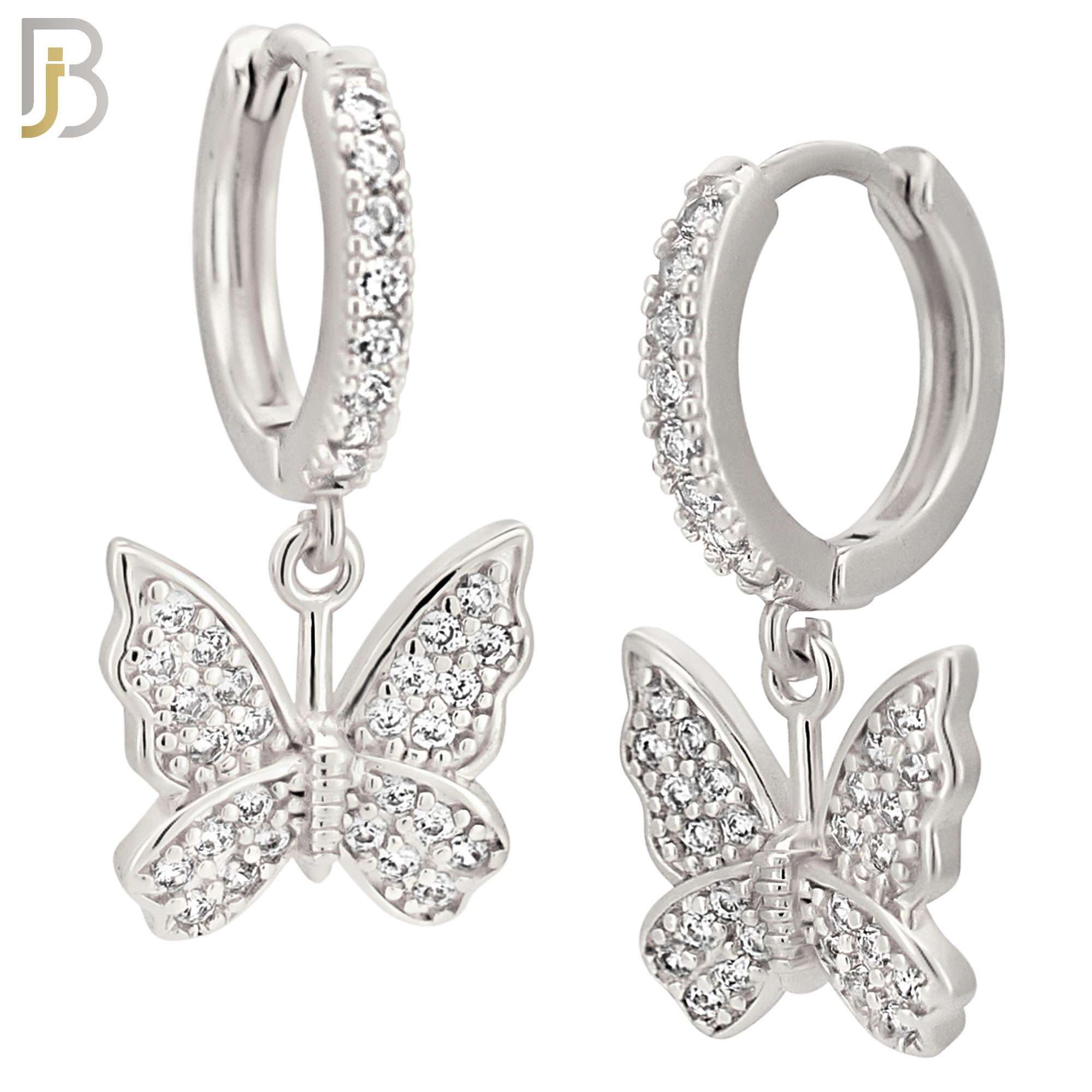 ES307 - 316L Stainless Steel Dangling Butterfly with Zircon Design Huggies Clip On image 1