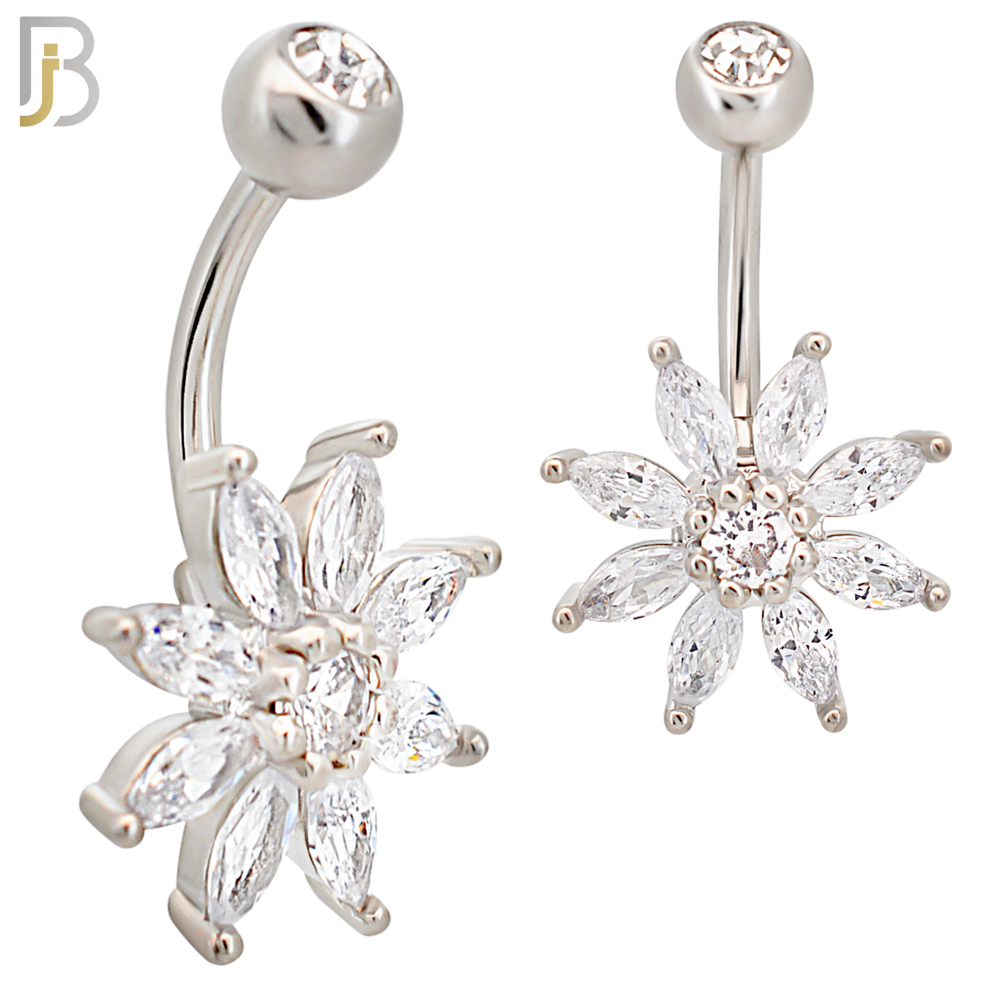 NB42 -  316L Stainless Steel Flower Banana Belly Navel Ring image 0