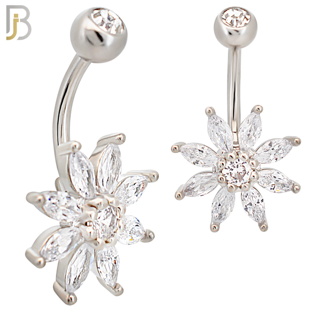 NB42 -  316L Stainless Steel Flower Banana Belly Navel Ring image 0