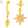 N0147 - 316L Surgical Steel Dangling CZ Studded Starburst Belly Ring - Gold Plated image