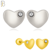925-ES211 - Screw Ball Back - .925 Sterling Silver Plain Heart Shaped Earring Stud with Single Clear Zircon image 0