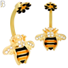 NB26 - 316L Stainless Steel Bee with Flower Top  Banana Belly Navel Ring image 1