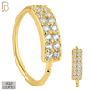 925-CT24 - 925 Sterling Silver 22g Thickness Double Layer CZ Prong Set Hoops Piercing (PACK OF 6) image 3