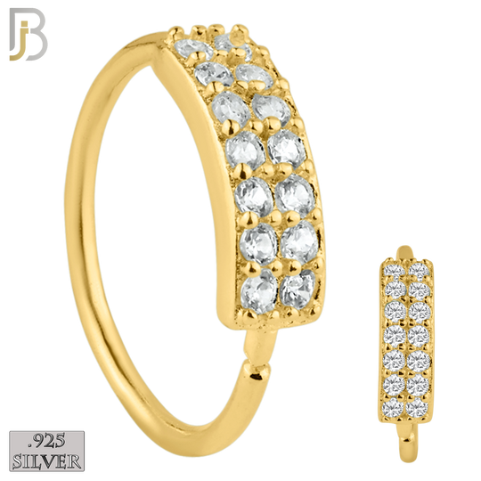 925-CT24 - 925 Sterling Silver 22g Thickness Double Layer CZ Prong Set Hoops Piercing (PACK OF 6) image 3