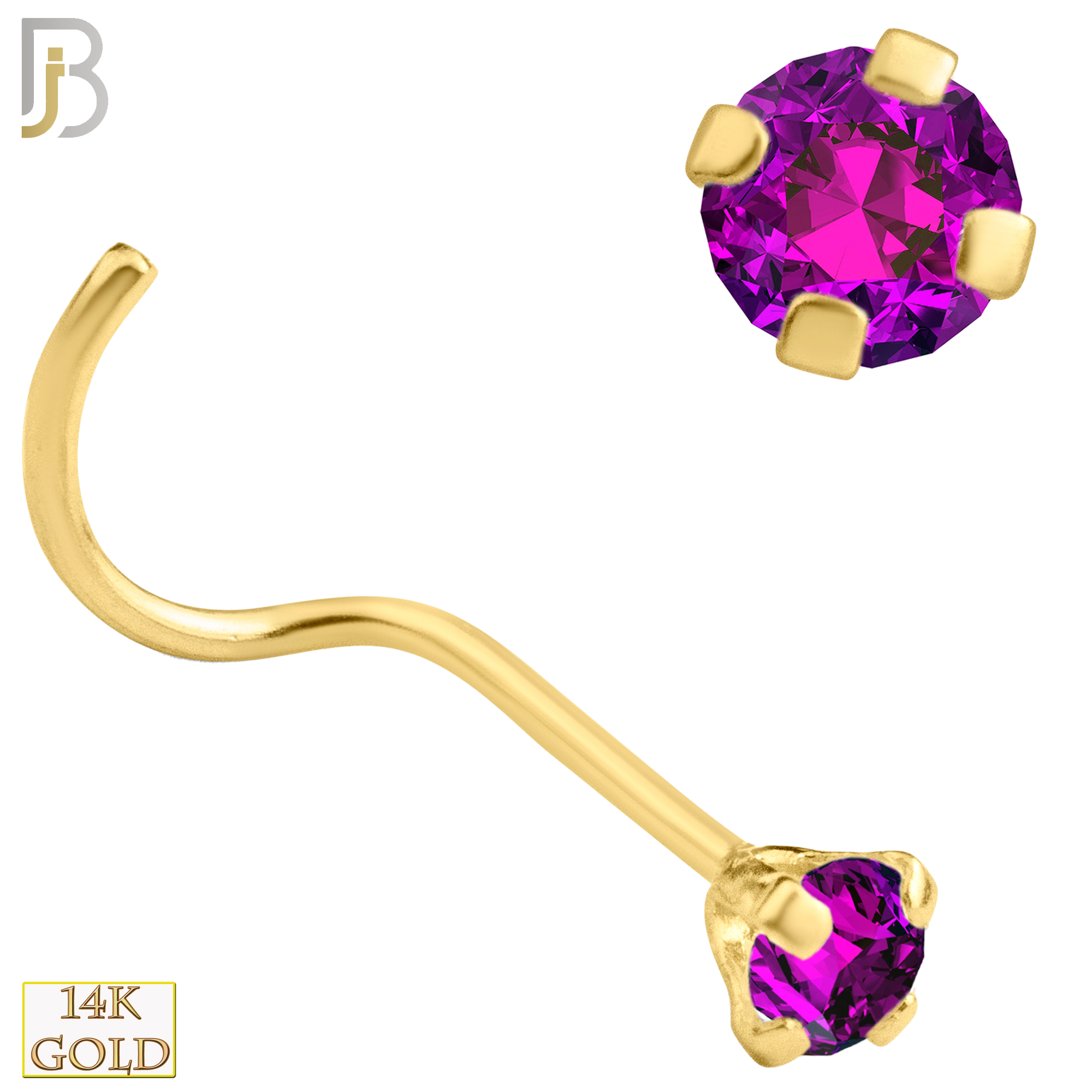 14-NR03YAR-20 - 20g-14k Yellow Gold Nose Screw with African Ruby in Prong Setting image 4
