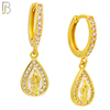 ES498 - 316L Stainless Steel Dangling Tear Drop Virgin Mary Huggies Earrings image 2
