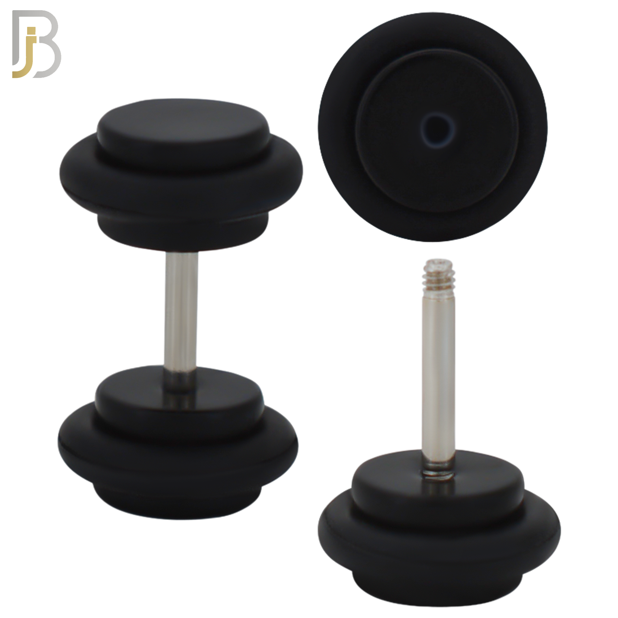 FP01K - Black Acrylic Fake Plug with O-ring (PACK OF 3 Pairs) image 1