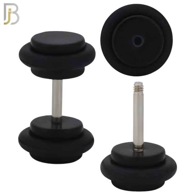 FP01K - Black Acrylic Fake Plug with O-ring (PACK OF 3 Pairs) image 1