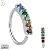 925-CT12 - 925 Sterling Silver wide 22g Thickness 6 Zircon Prong Setting Hoops Piercing (PACK OF 6) image 2