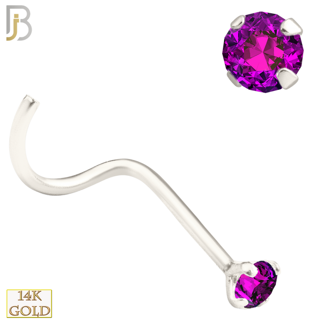 14-NR03CWR - 20g 14k White Gold Nose Screw with Ruby Colored CZ image 2
