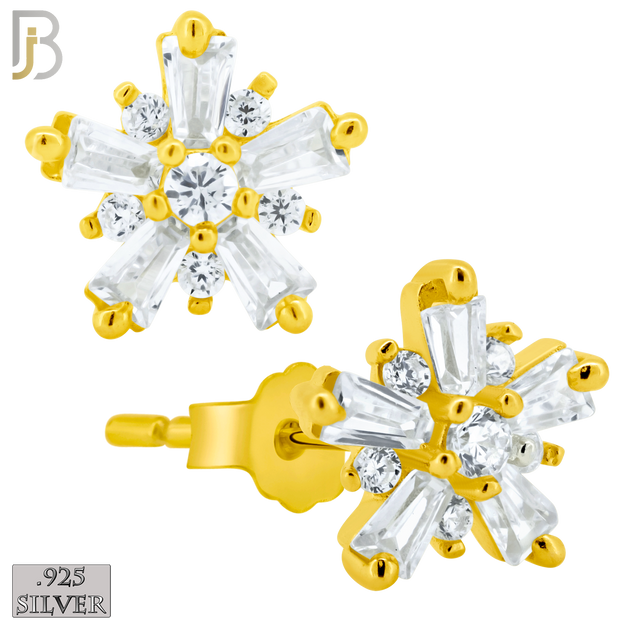 925-ES151 - Push Back - .925 Sterling Silver Starburst Design with Zircon Design Earring Stud image 2