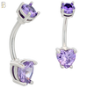 NB06S - 316L Stainless Steel Heart Prong Setting Zircon  Banana Belly Navel Ring (PACK OF 6) image 2