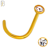 NR36CG - 316L Surgical Steel Gold Plated Nose Screw Bezel Setting Round Clear Zircon (PACK OF 6) image 3