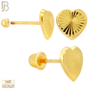 14-ES248Y - 14k Yellow Gold Ribbed Heart Earrings with Screw Backing image 1